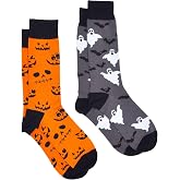 360 Threads Men Novelty Socks 2 Pair Set - Halloween Christmas Holiday Food