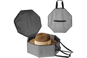 Boczif Hat Storage Box for Women and Men, Hat Storage bag for Travel Collapsible, Cowboy Hat Case with Handle, Hat Organizer Container Large Cap Bag for Carry (Grey)
