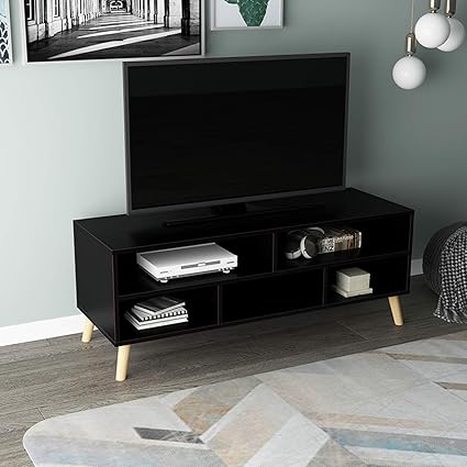 Soges Meuble Tv Bancs Tv Tableau Tv Lowboard Table Tv En Materiau De Haute Qualite Avec 5 Espaces De Rangement 116 5 40 43 5 Cm Amazon Fr Cuisine Maison