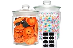 Accguan 67oz Glass Cookie Jar, Glass Food Storage Containers with Airtight Lid,Glass Jars for Bath Salts,Flour,Spices,Halloween Candy,Detergent,Kitchen Storage, DIY Gifts,Wedding,Party(2pack)