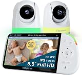 Babysense Full HD Split-Screen Baby Monitor with 2 PTZ Cameras 6 Color Night view 1