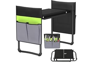RKVPCNE Garden Kneeler and Seat 2-in-1 Foldable Gardening Stool with EVA Foam Kneeling Pad Heavy Duty Garden Kneeling Bench with 2 Tool Pouches Great Gardening Gifts for Women and Men Seniors(Green)