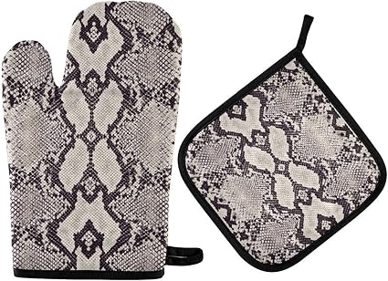 CDMT-XU1 Manoplas para Horno y Porta ollas para Perros y Flores moradas