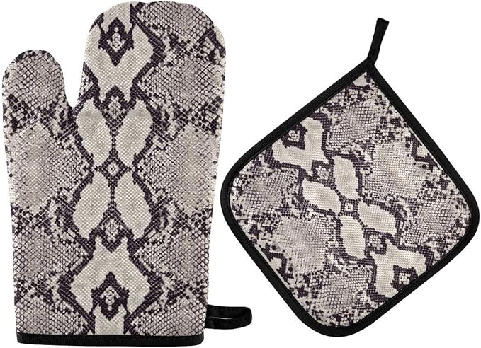 CDMT-XU1 Manoplas para Horno y Porta ollas para Perros y Flores moradas