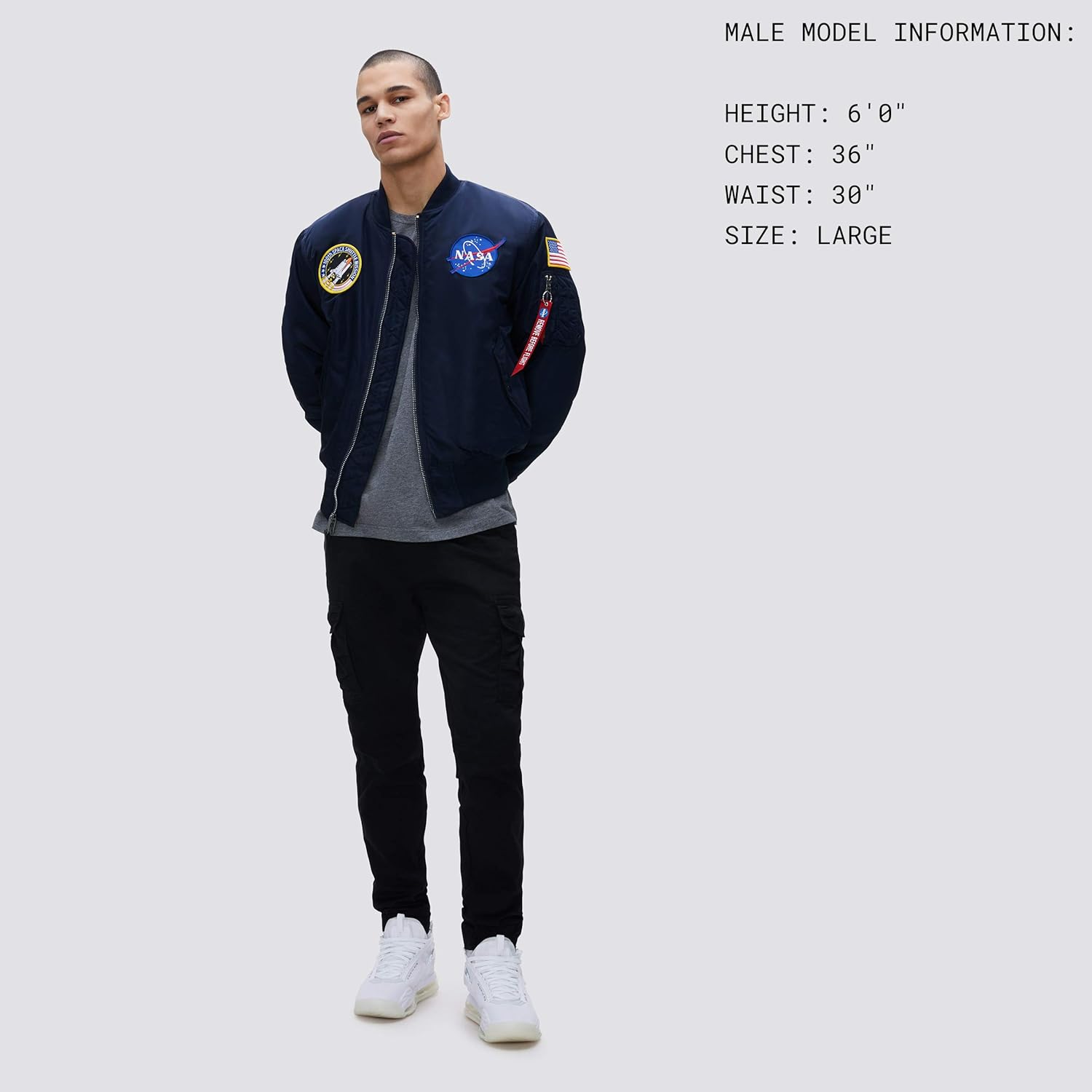 Alpha Industries Men's NASA MA-1 Bomber Flight Jacket: Clothing
