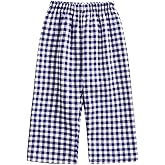 Infant Toddler Baby Boys Girls Gingham Plaid Pants Elastic Waist Checkered Pants Spring Fall Winter Casual Trousers