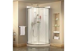 DreamLine Prime 38 in. x 76 3/4 in. Semi-Frameless Clear Glass Sliding Shower Enclosure in Chrome with White Base and Backwalls, DL-6154-01CL
