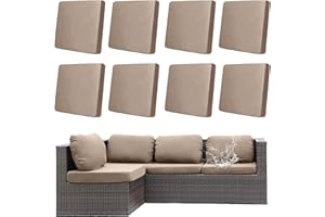 DREAHOTEXTIL 8Pcs Outdoor Cushions Covers Waterproof, Patio Cushion Covers, Stretch Cushion Covers Replacement,Cushion Slipcovers, Furniture Cushion Covers (Khaki, 8PCS)