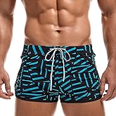 AIMPACT Mens Short Swim Trunks Quick Dry Beach Board Shorts 80s 90s Summer Vintage Swimwear with Lining Swimming Suits