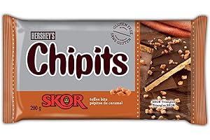 HERSHEY'S CHIPITS Chocolate Chips, Skor Toffee, 200 Gram