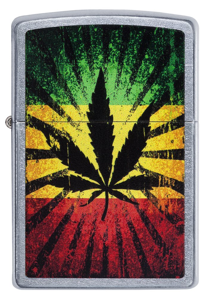 Zippo Windproof Lighter - Rasta Leaf - Armour Antique Silver, Deep Carve - Refillable, Lifetime Use - Adjustable Flame - Gift Box - Metal - Made in USA