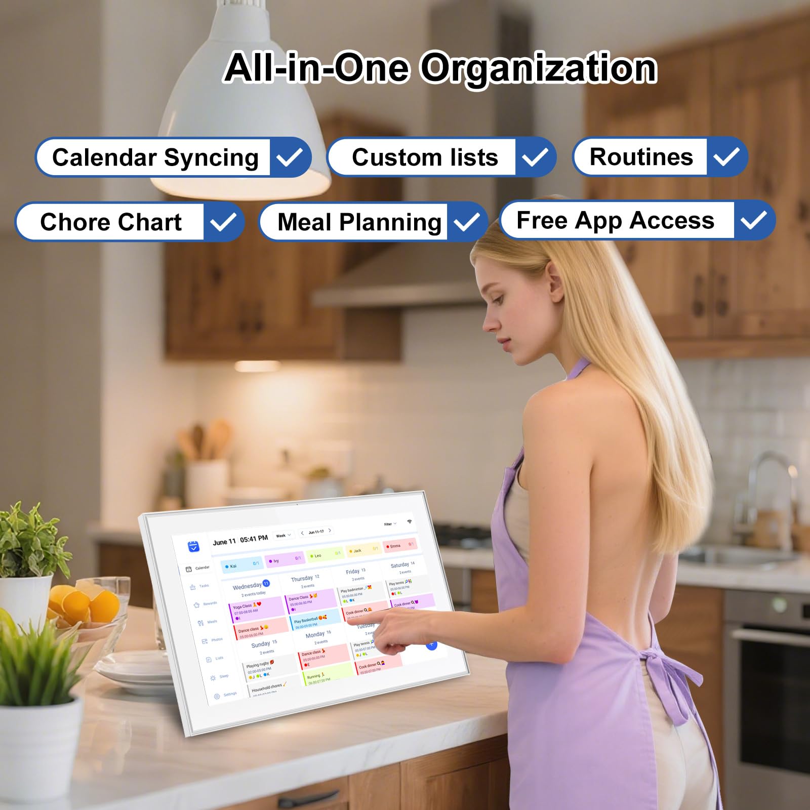 15.6 inch Wall Planner Digital Calendar & Chore Chart, Smart Touchscreen Display for Family Schedules, Hearth Display Digital Calendar, Digital Photo Frame, Great for Organizing Your 2025 Calendar
