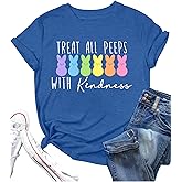 Women Happy Easter Shirt oh for Peeps Sake Letter Print Easter Tshirt Cute Rabbit Graphic Easter Tee