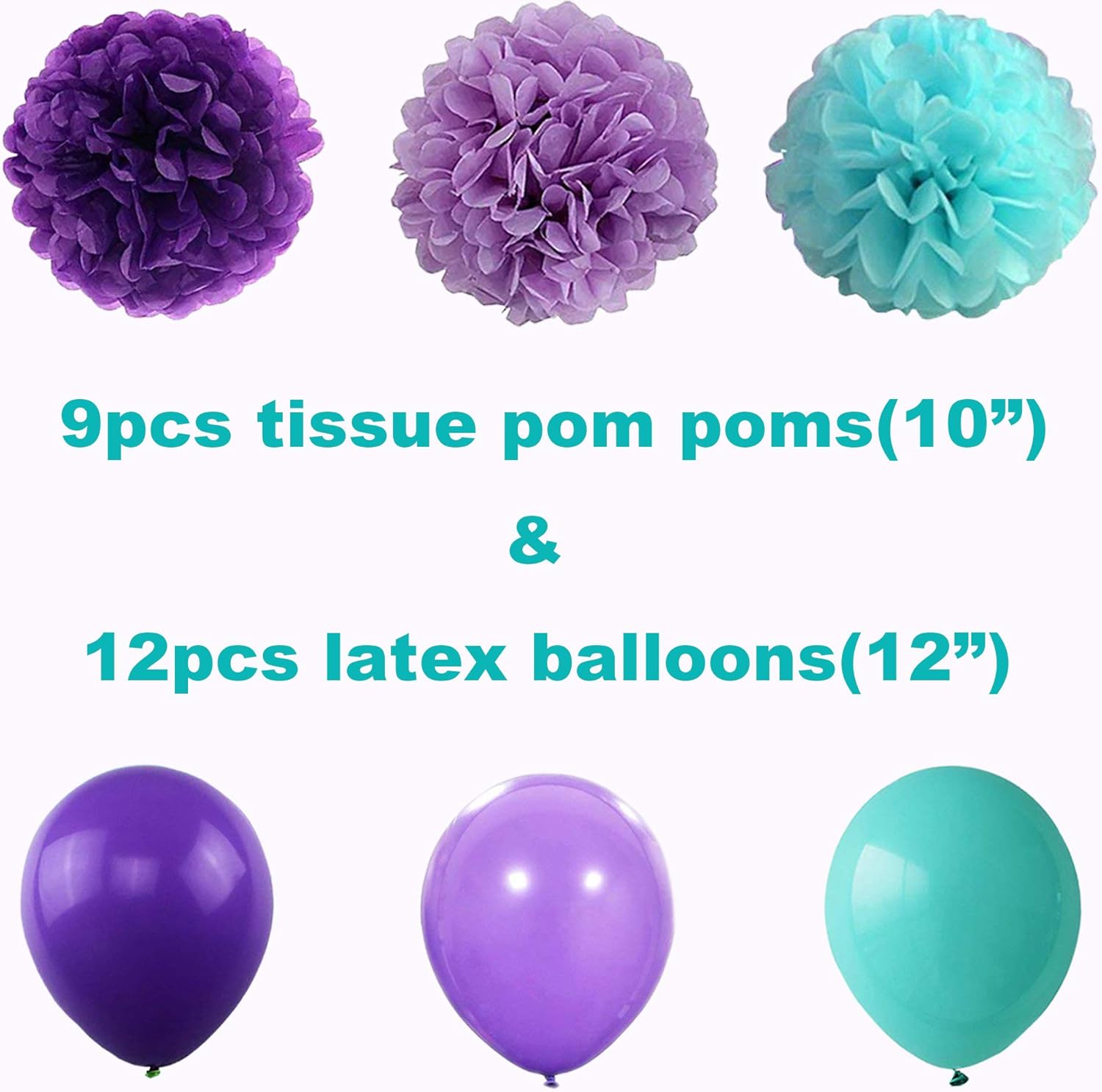 THAWAY Mermaid Party Supplies Birthday Decorations , Happy Birthday Banners , Pom Poms Flowers, Hanging Swirl, Balloons for Girl's Birthday Party and Baby Shower Party Decorations: Toys & Games