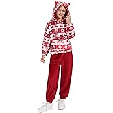 Adarl Girls 2 Piece Outfits Cozy Fleece Bear Ear Hoodie Sweatshirt & Sweatpants Set Fall Winter Warm Sweatsuit for Kids 6-14Y