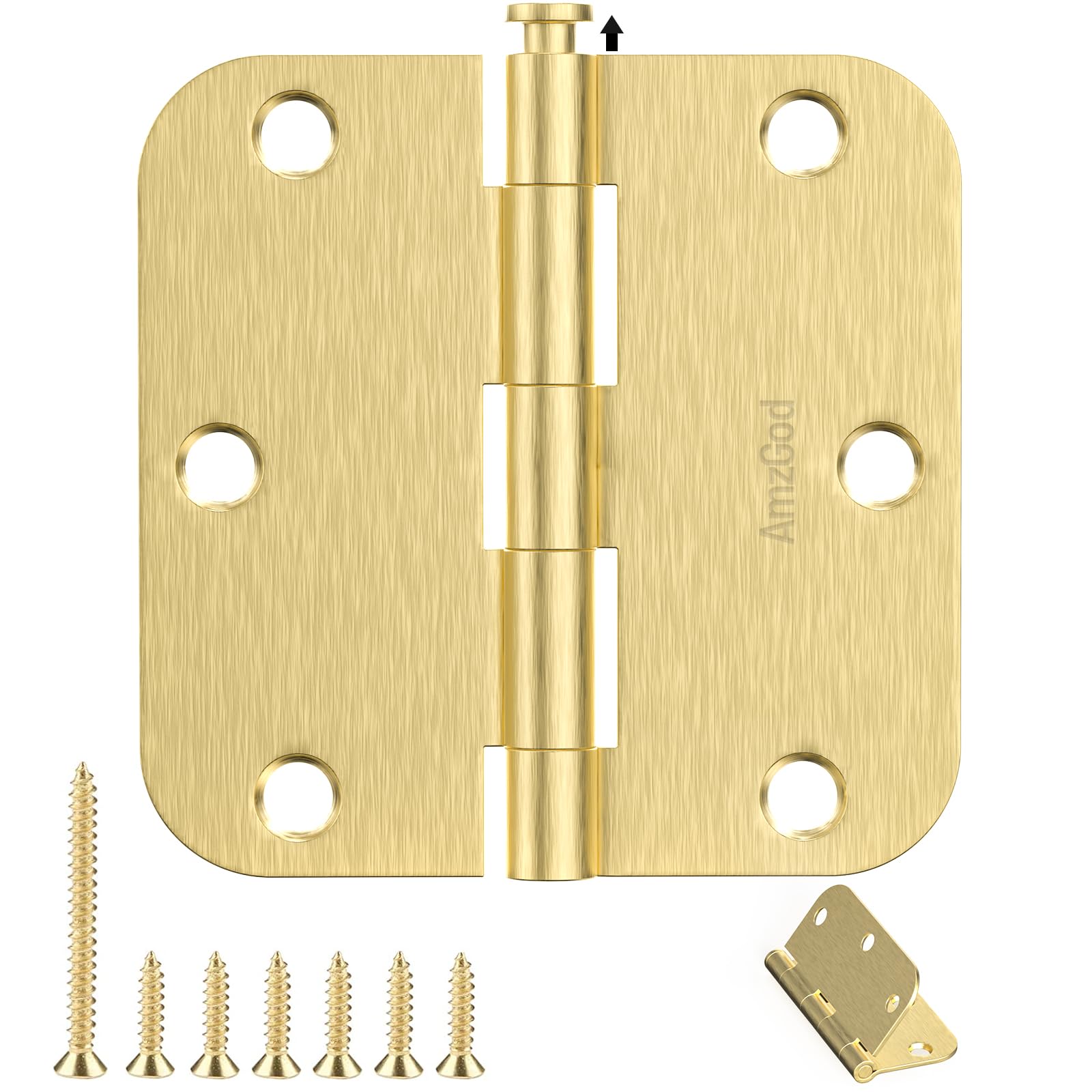 Photo 1 of AmzGod Door Hinges Satin Brass - 36 Pack Gold Door Hinges 3.5 Inch Rounded Interior Door Hinge with 5/8" Radius - 3 1/2 Inches Brushed Brass Hinges for Residential Standard Doors
