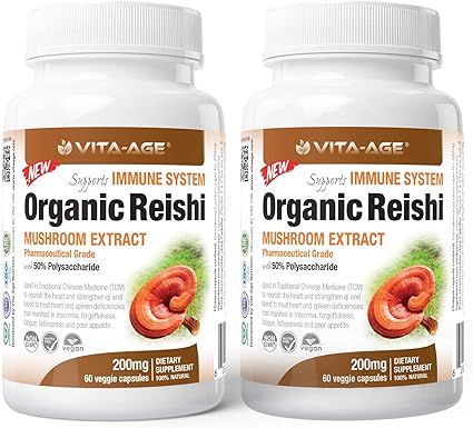 Amazon Com Vita Age 2pack Organic Reishi Mushroom 200mg 30