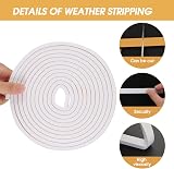 BBTO Window Draft Excluder Tape 4m Self Adhesive Foam Weather Stripping White view 3