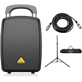 Behringer Europort MPA40BT-PRO All-in-One Portable40-Watt PA System, Bundle with Turnstile Audio Speaker Stand, XLR M to F Cable 25'