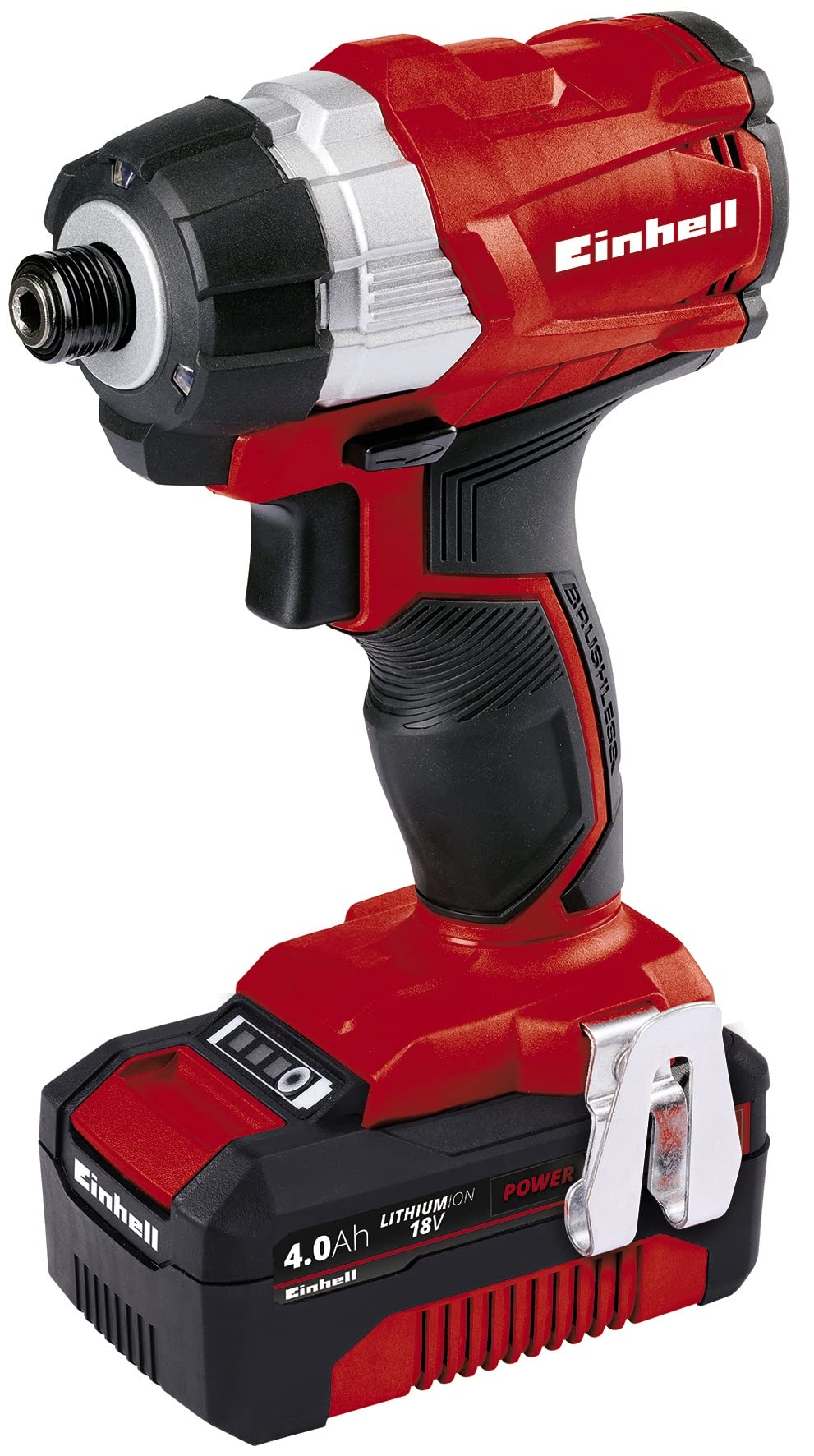 Einhell Cordless Impact Driver With Battery And Charger 18V Power X-Change, 180Nm, Brushless Motor, 18V, 2900 RPM, 1/4" Hex Bit Mount, LED Light, Battery Powered Impact Drill Set TP-CI 18 Li