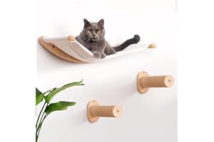 7 Ruby Road Cat Hammock Wall Mounted Shelf with Two Steps Set - Wall Shelves and Perches for Sleeping, Playing, Climbing and Lounging - Modern Cat Bed & Furniture for Indoor and Large Cats or Kitty