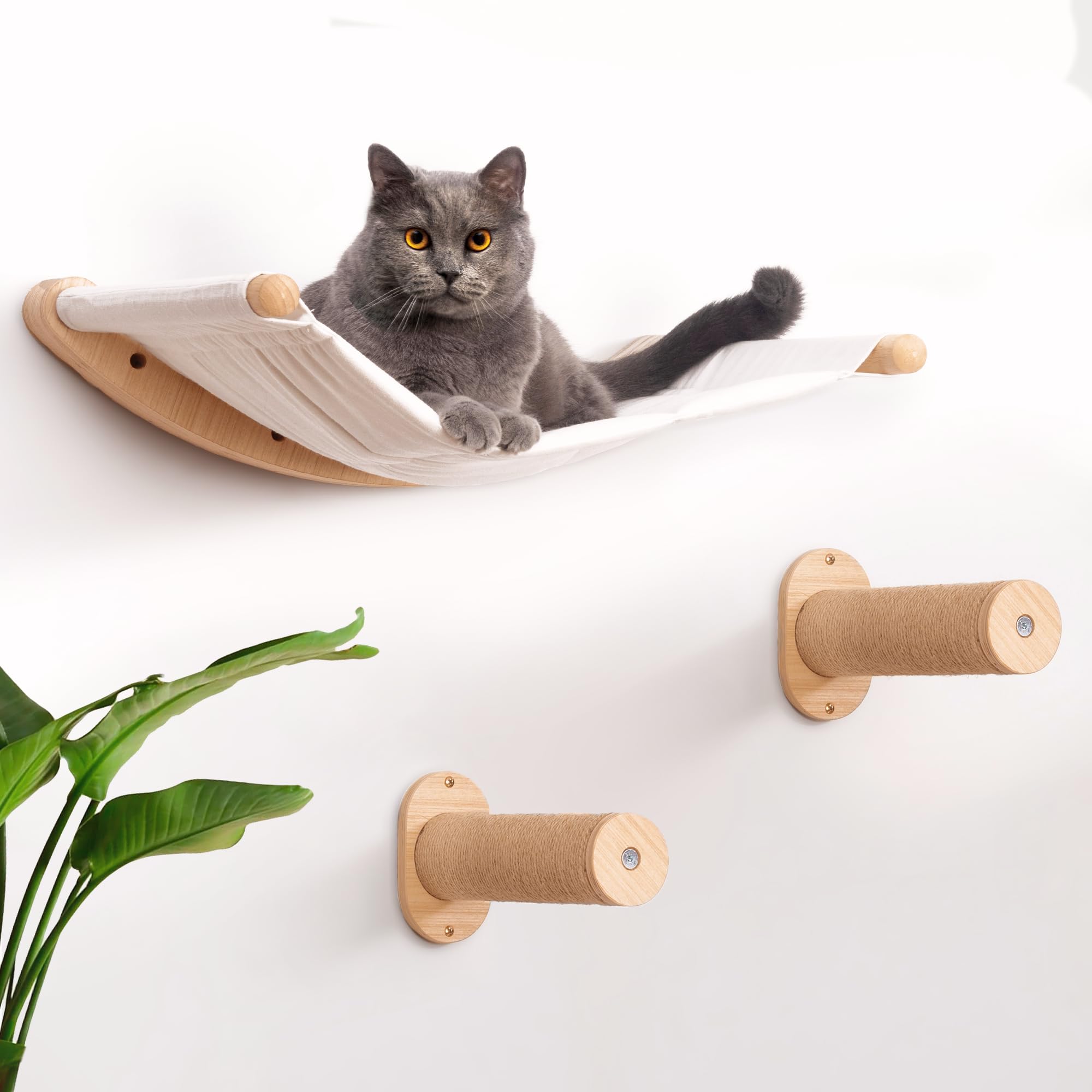 7 Ruby Road Cat Wall Shelves Hammock Set - Wall Mounted Cat Furniture with Steps for Large Cats, Indoor Climbing & Lounging