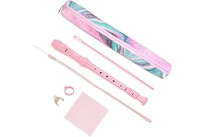 QIELIZI Recorder Instrument for Beginner Adults,8-Hole Soprano Descant Recorder Music Flute with Cleaning Rod & Case Bag For Home Entertainment(2-Pink Green Splash-ink6)