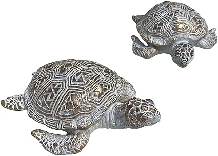 Home Collection 2er Set Sortiert Schildkrote Weiss Gold 13cm Aus Kunstharz Gartendekofigur Dekofigur Gartenfigur Tierfigur Gartendekoration