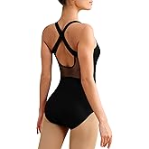 Sanmsoner Dance Leotard for Women Ballet Mesh Tank Gymnastics Dancewear,Chest Padded Lining