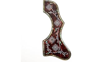YUEMIYA Acoustic Guitar Pickguard, for Gibson J-200 SJ-200, 2MM Thick Scratch Plate with Real Abalone Shell Edge Crown Design, Self-Adhesive, Universal Fit for 43 Inch Guitar Protects Against Scratches
