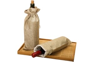 HRX Package Burlap Wine Bags with Drawstring, 10pcs Hessian Cloth Bottle Gift Bags for Holiday Giving Blind Taste Party