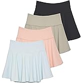Real Essentials 4 Pack: Women’s Skater Pleated Tennis Skort - Skirt with Shorts Pockets Athletic Golf Workout (Plus)
