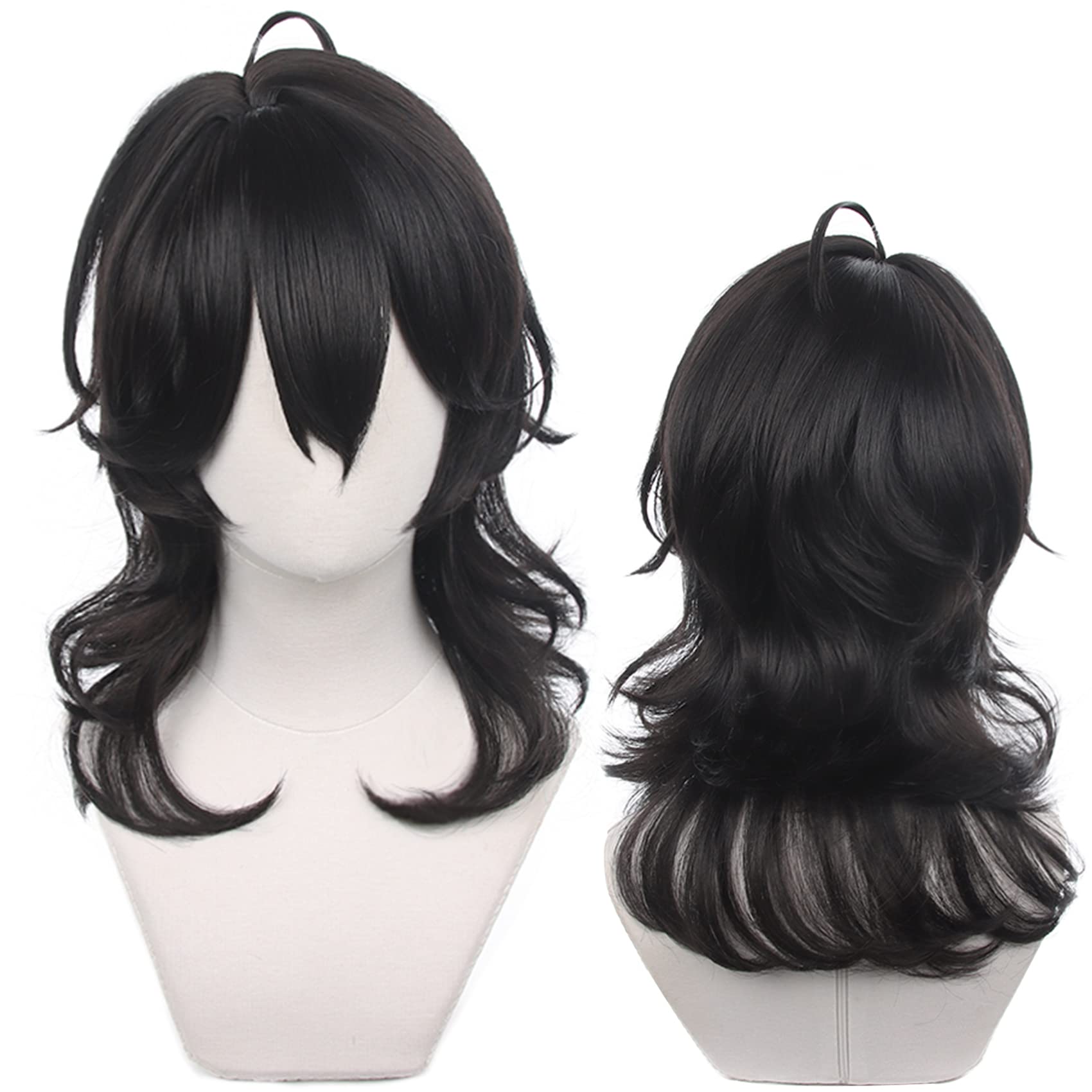 Black Wave Long Cosplay Wig with Bangs Heat Resistant Fiber Synthetic Costume Hairs for Adult Women Men Halloween Comic Con Cos Anime Party Replacement Wigs — image 1