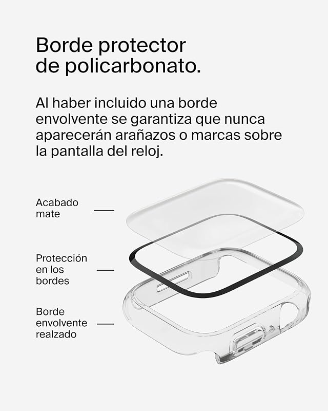 Protetor de ecrã TemperedCurve para Apple Watch Series 8 com cobertura de ponta a ponta e borda elevada - Protetor de vidro temperado, acessórios para Apple Watch - Transparente