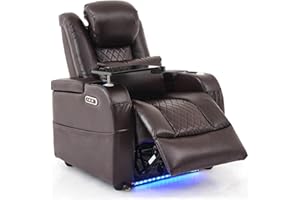 Airadlis Home Theater Seating Seats, Game Movie Theater Chairs Theater Recliner Sofa with 7 Colors Ambient Lighting, Lumbar Pillow, Side Pocket, Tray Table, Power Recliner