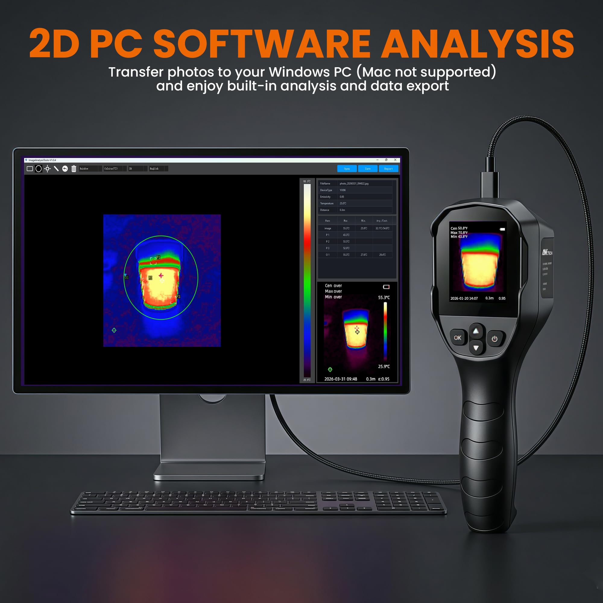 ANXTECH 240x240 Thermal Camera 25Hz Handheld for Leak Detect...