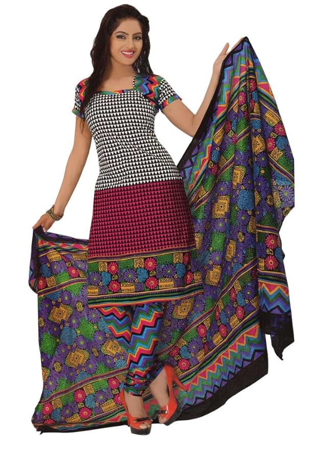 Buy Kamal Women's Cotton MultiColour Printed Dress Material at Amazon.in