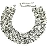KDLUN Women Statement Necklace Metal Beaded Chunky Necklace Collar Fashion Party Jewelry