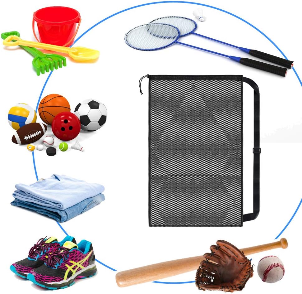 BROTOU 2 Pack Extra Large Sports Ball Bag Mesh Socce Ball Bag Heavy Duty Drawstring Bags Team Work for Holding Basketball, Volleyball, Baseball, Swimming Gear with Shoulder Strap (30” x 40”)