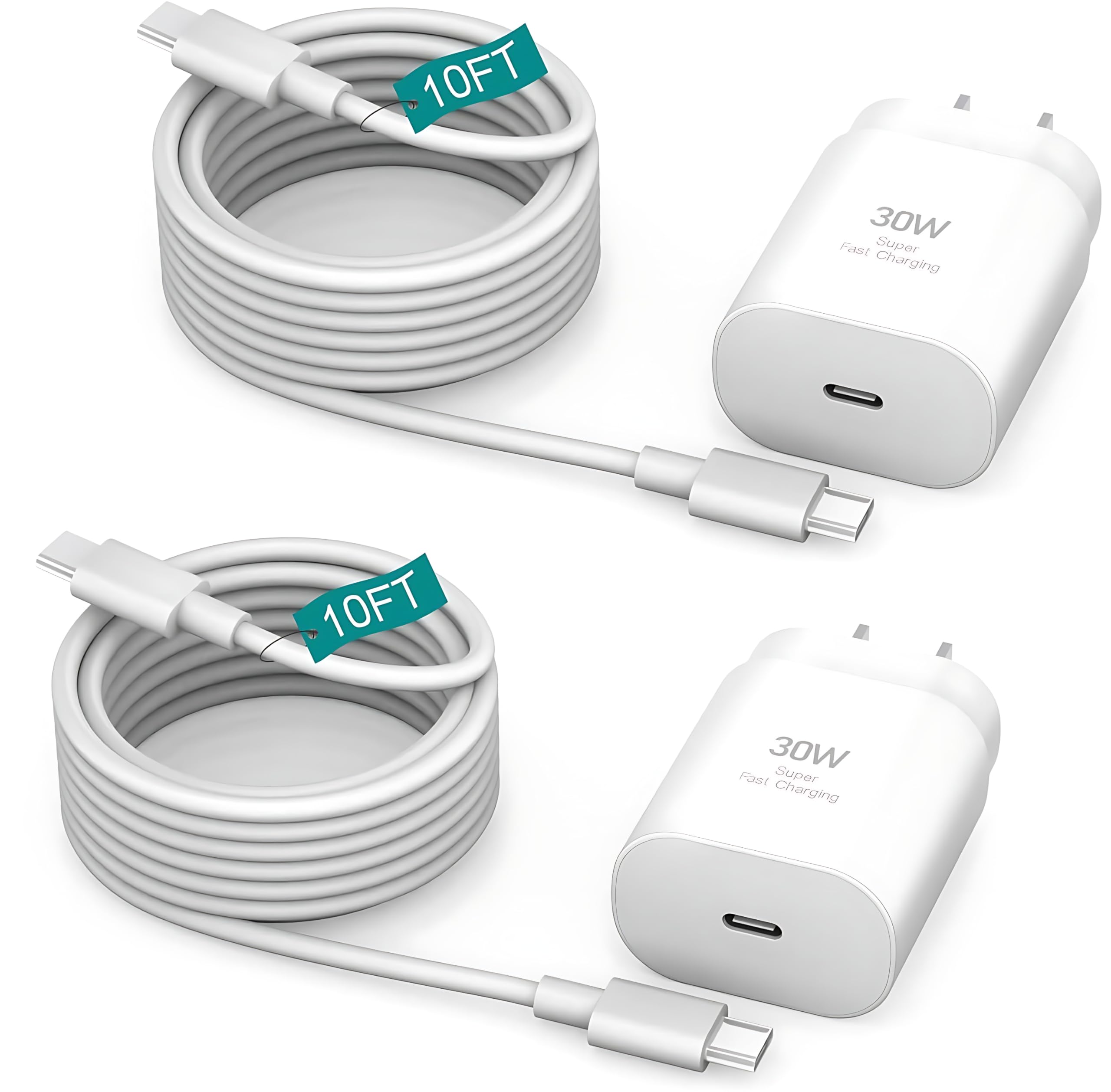 Samsung Super Fast Charger for Samsung Charger Fast Charging 2Pack 30W USB C Phone Wall Charger Block,10FT Type C Fast Charging Cabel for Samsung Galaxy S24,S25 Ultra/S23 Ultra/S26/S25/S24/iPhone 17