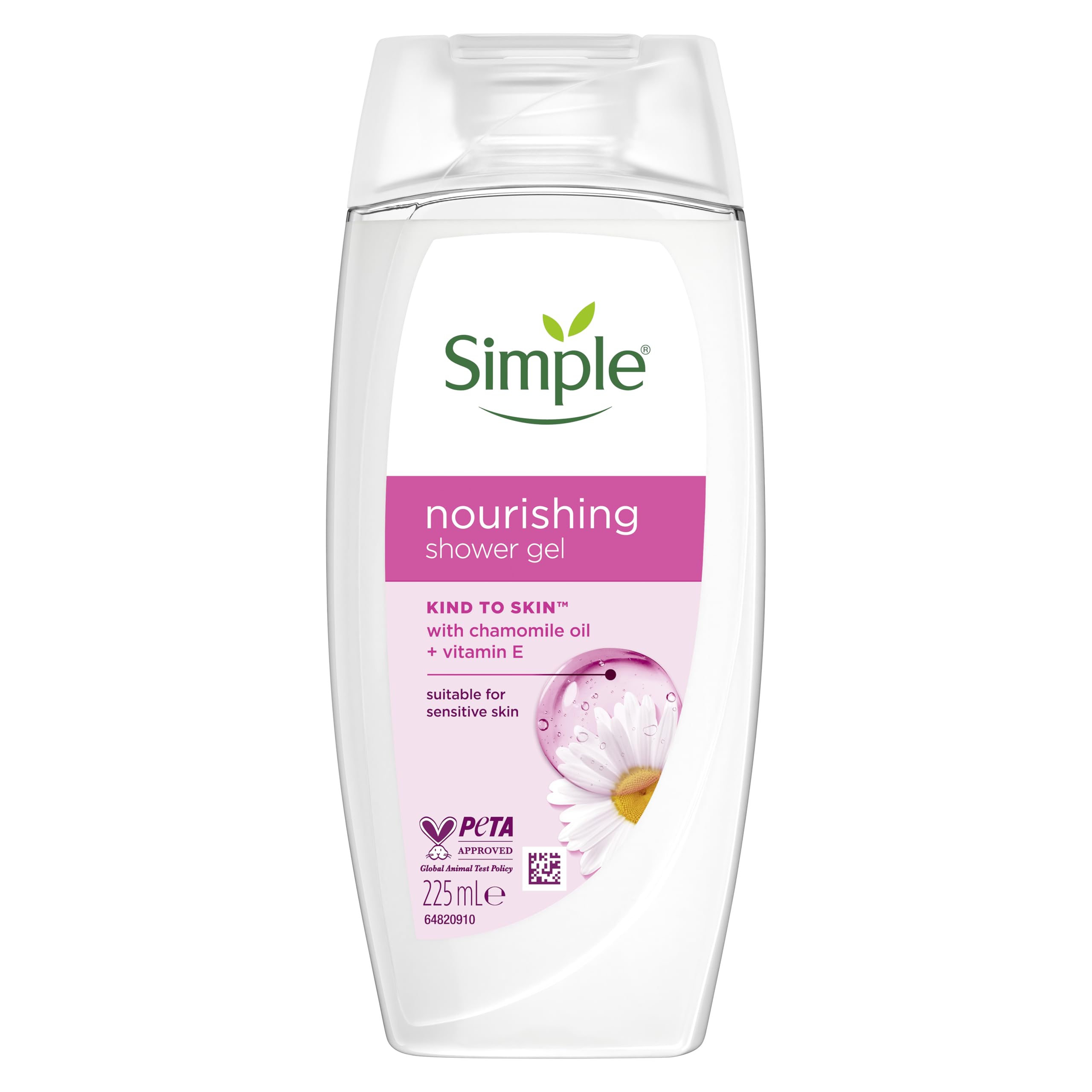 Simple Kind to Skin Nourishing Shower Cream pack of 6 dermatologically tested for gentle skin care 225 ml, White