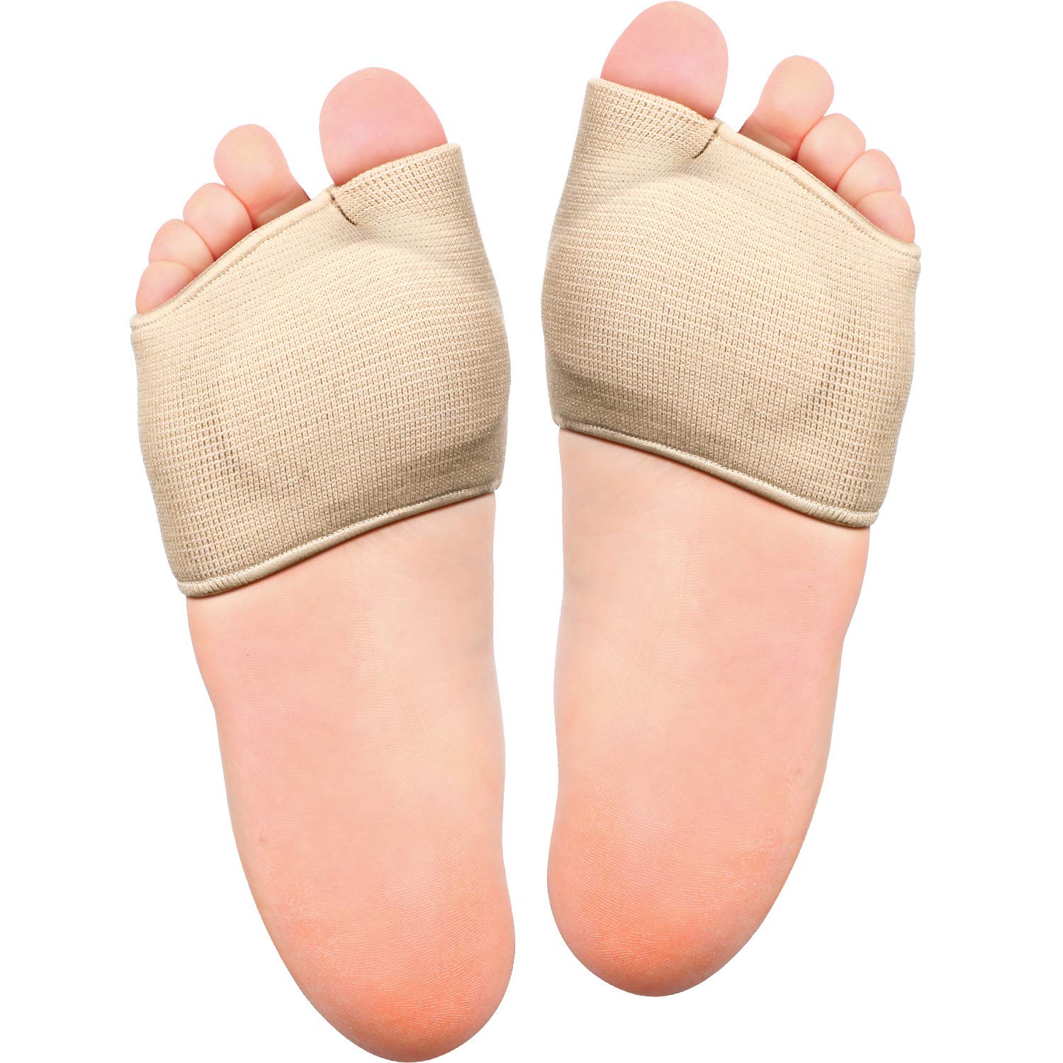 Metatarsal Pads Sleeve, Forefoot with Gel Sole, Half Sock for Relieving Metatarsalgia, Pain (2 Pieces, Beige)