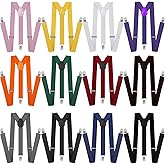 Eurzom 12 Pcs Adjustable Elastic Y Back Style Suspenders with Metal Clips 1 Inch Wide Y Shape Suspenders for Men and Women, 12 Colors