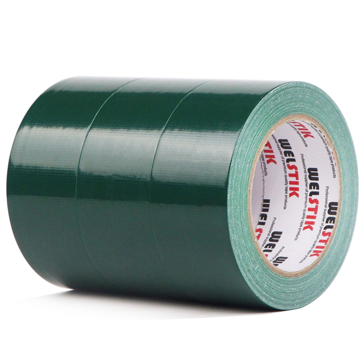 WELSTIK Professional Duct Tape 3 Pack 48mm x 27m Waterproof Tape Fabric Coloured Gaffer Tape for Repairs, DIY, Crafts, Indoor and Outdoor Use,Dark Green