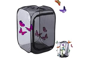 Changyeah Butterfly Mesh Cage, Large Collapsible Ventilated, Black, 40 x 40 x 60cm, Foldable, Transparent, Easy to Clean, Reu