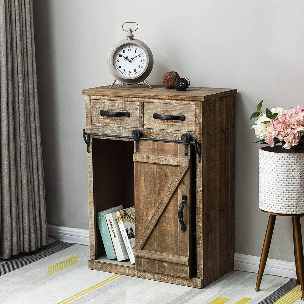 Buy Henf 32" Farmhouse Barn Door Wood Accent Chest with Drawer, Fully