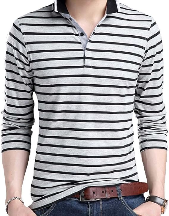 Amazon Levife レバイフ 大きいサイズ ボーダー ポロシャツ 長袖 ストライプ メンズシャツ メンズ Tシャツ カットソー 通販