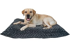 DOGKE Large Washable Dog Bed Deluxe Fluffy Plush Dog Crate Pad，Dog Beds Made for Large, Medium, Small Dogs and Cats, Anti-Slip Dog Crate Bed for Sleeping and Anti Anxiety, 32"x22",Dark Grey