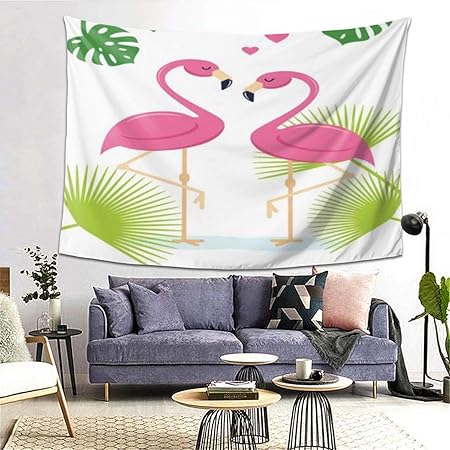 Amazon Co Jp Patinisa タペストリー インテリア 壁掛け コンセプトロマンスかわいいピンクフラミンゴロマンチックなカップル テンプレート鳥のバレンタイン甘い日の休日 壁飾り 家 リビングルーム ベッドルーム 部屋 0ｘ150cm Generic