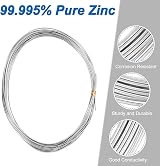 sourcing map 99.995% Zinc Wire Rod 0.8mm Dia 5000mm Length Metal Anode for DIY view 3